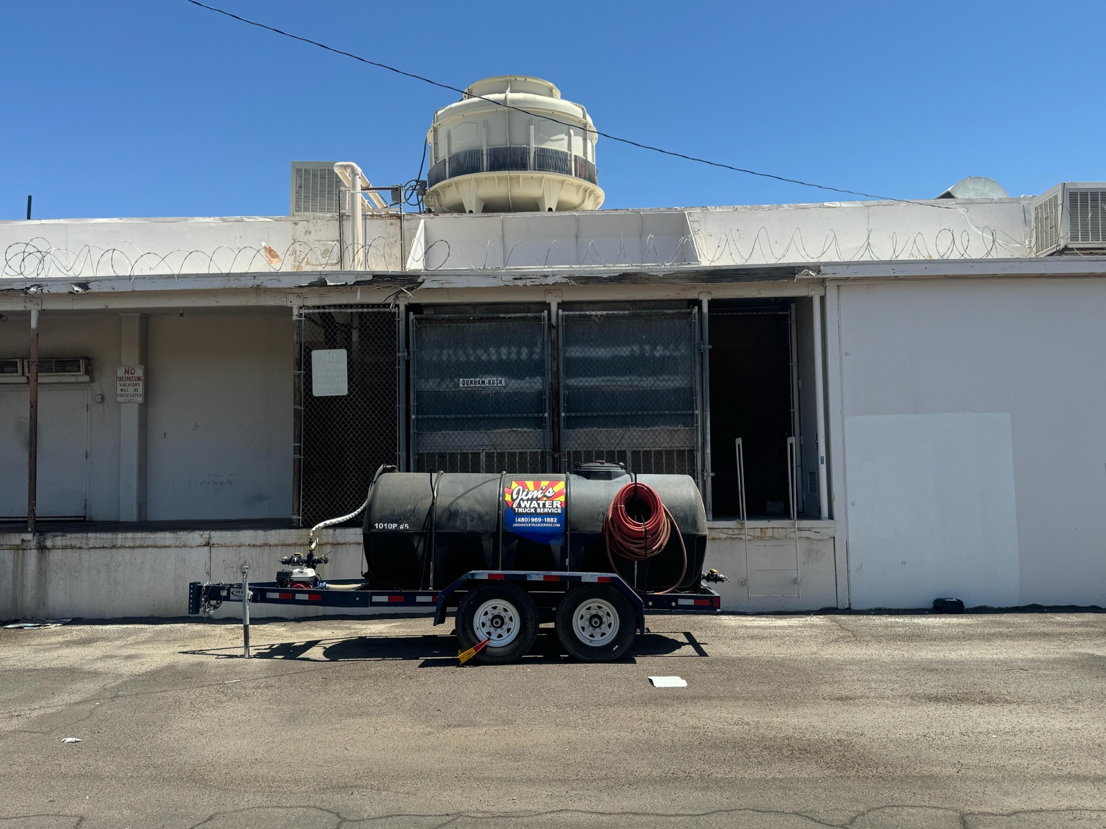 Jim's water buffalo positioned at an Arizona industrial site.