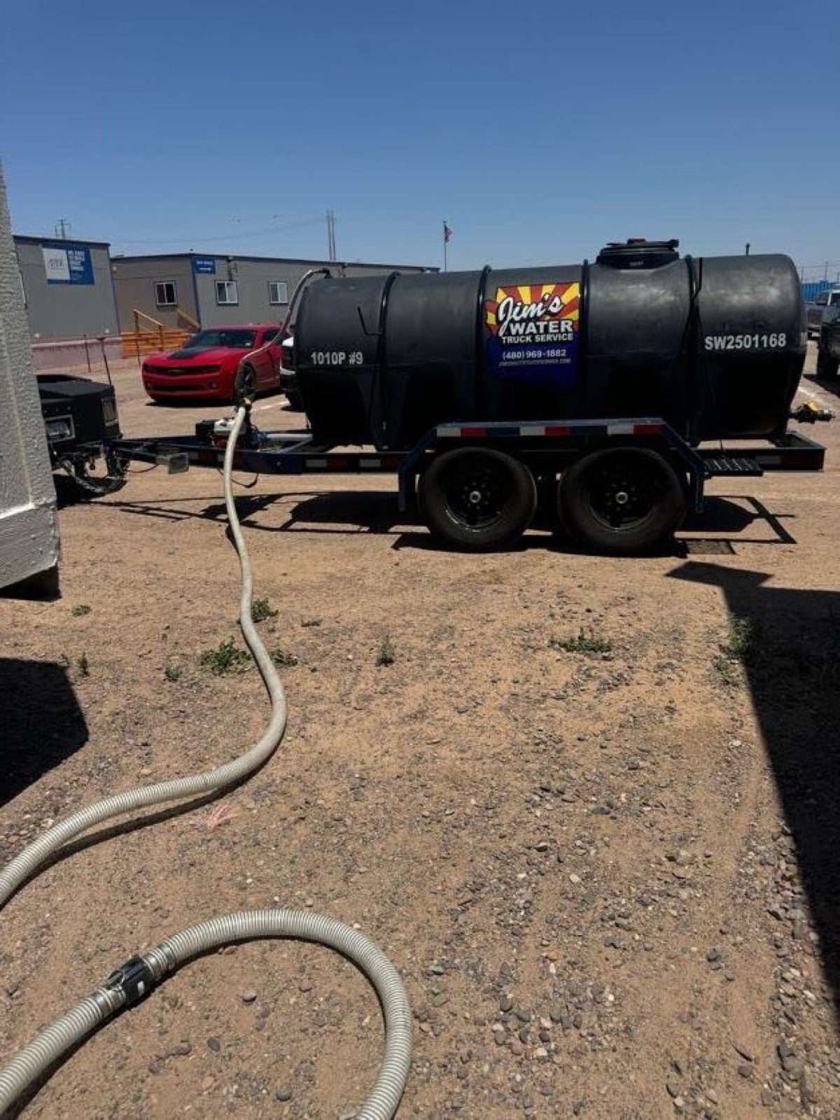Jim's non-potable water buffalo discharging on an active Arizona construction site.