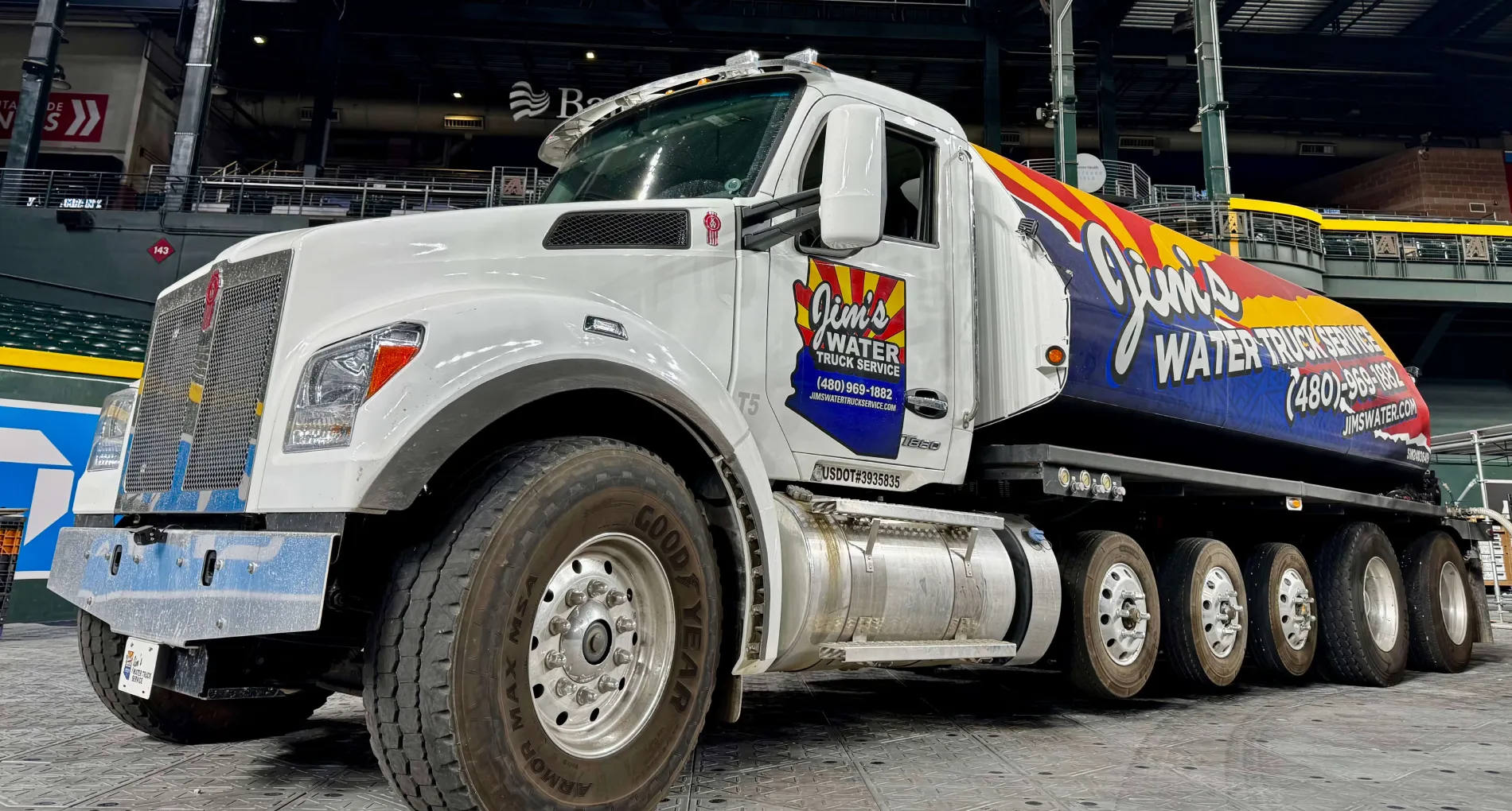 Water tanker in arena